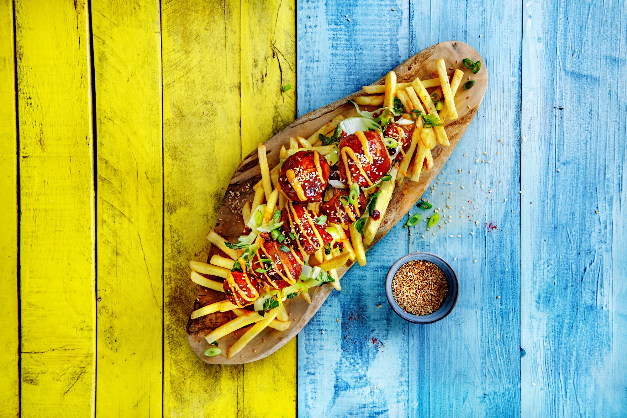 Korean fried cauliflower loaded fries