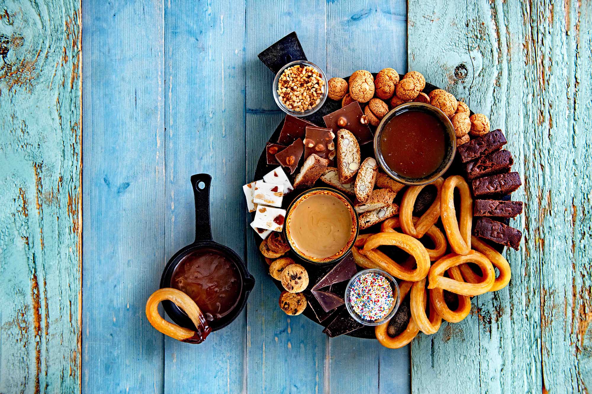 Sweet Snack Platter with Chocolate, Cookies and Churros