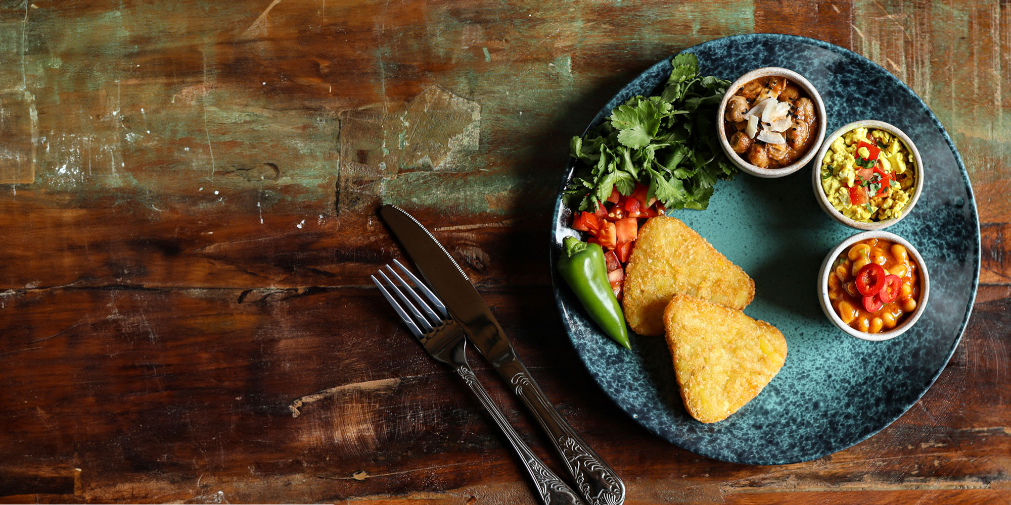 Desi Breakfast with Hash Browns